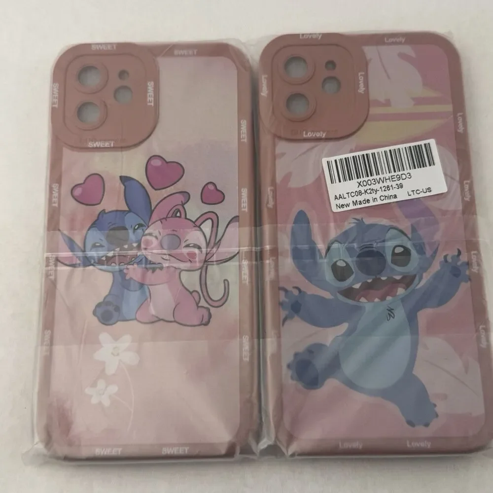 iPhone 12 Mini Case Pink Cartoon Characters Sweet Lovely Set of 2